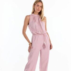 NEW NOLI THE SHOP Women’s Fernanda Linen Jumpsuit Pink Size XS